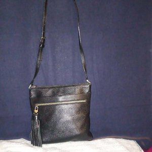 Black Faux Leather Crossbody Bag